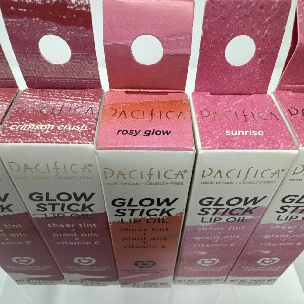 5 Glow Stick Lip Oil Kit by Pacifica (Rosy Glow, Sunrise & Crimson Crush)